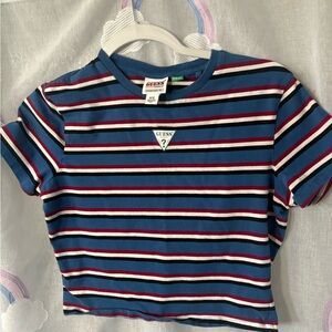 Guess Blue and Red Striped Tee